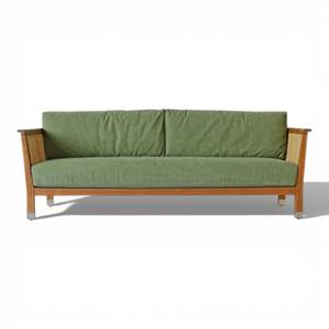 Sofá de Jardín de Madera de Teca de Alta Calidad, Muebles de Exterior con Tapicería Impermeable, Sofá de Patio de Lujo para 2 Personas con Tejido de Mimbre Natural - Product Image 1