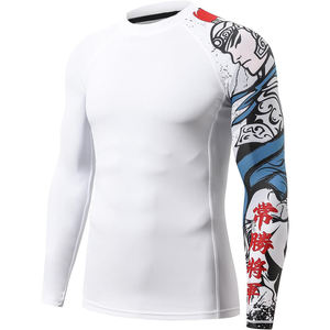 T-shirt de compression à séchage rapide à manches longues pour sports UFC, respirant, anti-UV, pour MMA, BJJ, gym, surf, adultes, avec logo frontal - Product Image 1