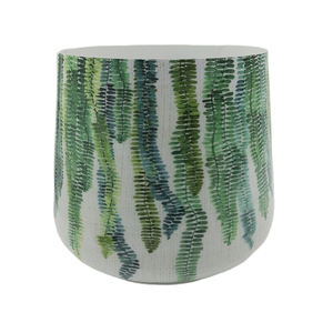 Ensemble de 4 jardinières rondes en fer avec autocollants floraux, couleur émail, grande taille, pour l'intérieur et l'extérieur, pour la décoration du jardin, également faites à la main - Product Image 1
