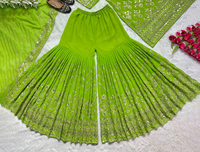 Dernières tendances indiennes de costumes Gharara et Sarara Salwar pour femmes adultes Punjabi Girl Winter Collection en gros