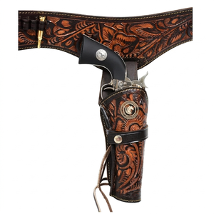 Étui de ceinture en cuir style western porte-cartouches, motif gravé, sangle réglable, accessoire de cowboy pour l'équitation, ensemble de transport - Product Image 4