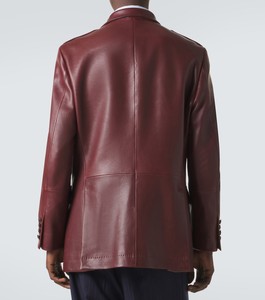 Manteau trench en cuir bordeaux pour homme avec fermeture boutonnée et quatre poches, coupe droite, style décontracté, vêtement d'extérieur, design personnalisé - Product Image 4