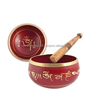 Cuenco redondo de latón pulido personalizado rojo con logotipo de impresión Offset estilo Feng Shui para regalos de Año Nuevo - Product Image 1