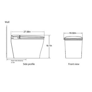 Bomba de altura ADA inteligente, pantalla LED de descarga opaca asistida, inodoro de bidé de una pieza, asiento calentado con agua caliente instantánea, inodoro inteligente - Product Image 4
