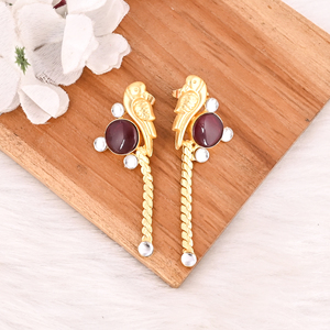Pendientes de gota con granate, hidro y piedra Polki, chapados en oro, joyería de latón hecha a mano para mujer - Product Image 2