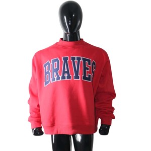 BRAVES Red <b>Mock</b> <b>Neck</b> Crew <b>Neck</b> Sweatshirt 100% Cotton Fleece Pullover Men Regular Fit Letter Print Front Casual Autumn Wear - Product Image 5