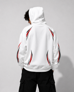 Sweat-shirt à capuche blanc personnalisé Dumela, unisexe, surdimensionné, 100% coton, tissu éponge français, poche avant, décontracté, écologique - Product Image 5