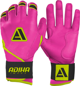 Gants de frappe de baseball en cuir rose Adiha Impex, légers, durables, de qualité supérieure, antidérapants, avec fermeture auto-agrippante. - Product Image 4