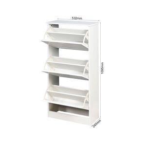Scarpiera portaoggetti in legno a 3 porte bianche 20.94x9.45x43.11 pollici porta a scatto per ingresso scarpiere - Product Image 1