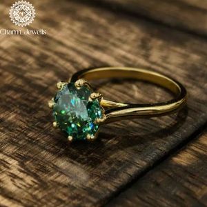 Anillo de Compromiso Charm_Jewells con Moissanita Corte Cojín, Oro Amarillo, Engaste de Garras, Estilo Clásico para Mujer, Certificado IGI, 3 GM - Product Image 3