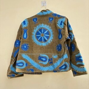 Best Selling Suzani Velvet Embroidered <b>Jacket</b> <b>Short</b> Button Coat Winter Bomber <b>Jacket</b> Bohemian Outerwear Wholesale Factory Price - Product Image 3