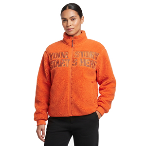 Veste en polaire sherpa pour femme avec logo, col montant, manches longues, fermeture éclair, chaude pour l'hiver, vestes polaires sherpa pour femmes - Product Image 1