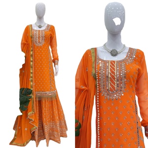 Traje Elegante de Estilo Moderno Indio para Mujer, Vestido Largo Anarkali Bordado con Material de Alta Calidad, Salwar Kameez con Dupatta Trabajada, Secado Rápido para Bodas - Product Image 1