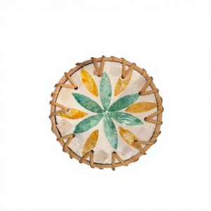 Rattan Coaster Floral Design Handwoven Natural Material Durable Classic Environmental Friendly Welcome Gifts Wedding Favors - Product Image 5
