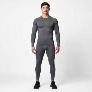 Camiseta de Compresión de Manga Larga para Hombre, Diseño de Cuello Alto, Forro Térmico de Felpa, Secado Rápido, Transpirable, OEM - Product Image 3