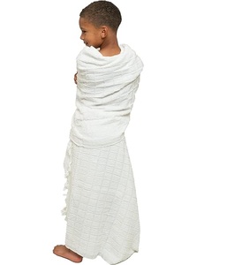 Serviette Ihram la plus vendue pour l'Omra et le Hajj, 100% coton, blanche, pour la prière, pour enfants, respirante - Product Image 2