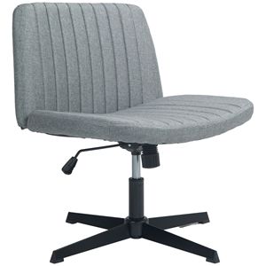 Sedia da Ufficio Grigia Senza Braccioli in Tessuto, Sedia da Scrivania per Computer con Altezza Regolabile e Base in Nylon per Uso Direzionale, Sedia da Lavoro/Vanity - Product Image 1