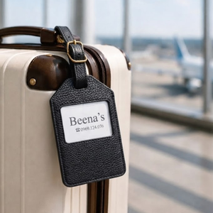 Étiquettes de bagages personnalisées en cuir véritable avec insert pour carte, style tendance, option logo pour accessoires de voyage - Product Image 3
