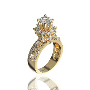 Anillo de Compromiso Glosbe & Co de Alta Calidad con Diamante Natural y Piedra Central de Moissanita de 7.2mm, Joyería al por Mayor de Vietnam - Product Image 1