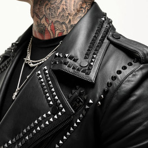 Veste en cuir PU pour homme de qualité supérieure, coupe classique, style affirmé, livraison rapide, veste en cuir de motard pour homme - Product Image 3