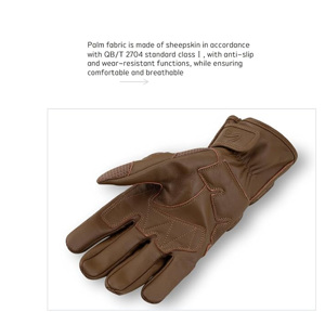 Gants de moto vintage en cuir marron pour hommes, avec protection des articulations rigides, pour le motocross et la moto - Product Image 3
