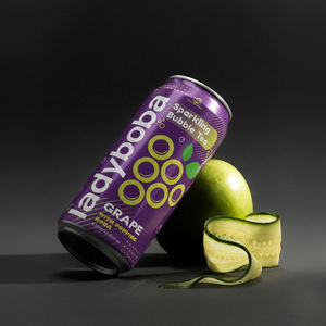 Jugo de Perlas de Boba con Sabor Innovador a Melocotón/Uva en Lata - Product Image 1