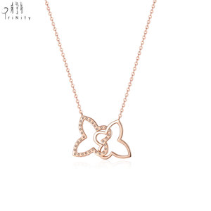 Newest Products Manufacturer Export Wholesale Butterfly Fine Jewelry 18K <b>Solid</b> Rose <b>Gold</b> Real Natural Diamonds <b>Pendant</b> Necklace - Product Image 3
