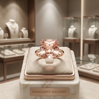 Bague de Fiançailles Solitaire Certifiée en Or 14 carats avec Morganite Pêche Naturelle Taille Coussin, Faite à la Main, Cadeau Tendance pour Mariage Chrétien