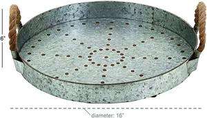 Plateau de service en métal galvanisé robuste, idéal pour le petit-déjeuner, le brunch et les collations, magnifiquement conçu par KRAFT WORLD. - Product Image 5