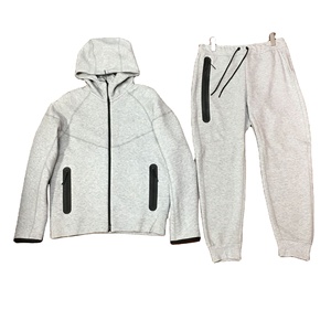 Ensemble de survêtement sport deux pièces oversize en molleton de haute qualité pour homme – Hoodie zippé et pantalon de jogging - Product Image 1