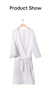 Peignoir en coton 100 % doux en tissu éponge pour hommes et femmes avec ceinture et poches – Vente en gros - Product Image 6