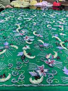 Tela de Tul 100% Algodón Ecológica, Bordada a Mano con Cuentas, Recubierta de Silicona, Muy Pesada, 120 Pulgadas de Ancho, Estilo Cruzado - Product Image 6