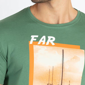 T-shirt vert à manches courtes pour homme, col rond, coupe ajustée, imprimé photo, jersey décontracté, tissu tricoté respirant - Product Image 6