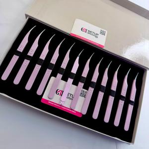 แหนบต่อขนตาปลายไฟเบอร์ สีชมพูพิมพ์ลายผีเสื้อ เคลือบสีฝุ่น ทนทาน ทำจากสแตนเลส สั่งทำได้ - Product Image 3