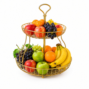 Wholesale 3-Tier Fruit <b>Basket</b> Metal Wire Fruit Stand Rose Gold Countertop Vegetable <b>Storage</b> Organizer Flower Shaped Decorative - Product Image 6
