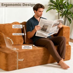Divano Letto Convertibile Scott Queen con Coperta, Divano Modulare Cloud Senza Struttura, Stile Bracciolo Dritto per Soggiorno/Camera da Letto - Product Image 6