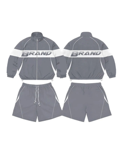 Trending Design Windbreaker <b>Tracksuit</b> Jacket and Short Set Drawstring 100% Nylon Windproof Oversized <b>Tracksuit</b> For Men's - Product Image 1