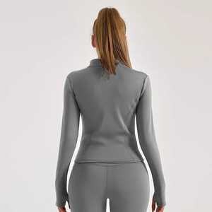 <b>Ladies</b> 3-Piece Workout High-Waisted Seamless Leggings Full-Zip Long Sleeve <b>Jacket</b> & Sports <b>Crop</b> Top Gym Athletic Outfits - Product Image 6