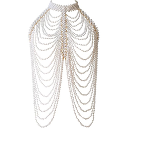 Collier de perles blanches de luxe pour femme, accessoire d'épaule élégant, collier de perles pour épaule - Product Image 1
