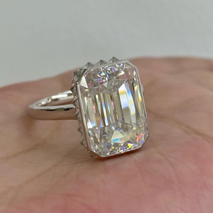 Bague personnalisée en moissanite taille brillant ronde sertie clos, en argent 925, ajustable, plaquée argent, bijoux de fiançailles et de promesse pour femme - Product Image 4