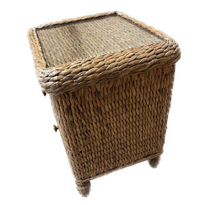 25\" Rattan <b>Wicker</b> Nightstand with Storage <b>Bedside</b> <b>Table</b> - Product Image 4