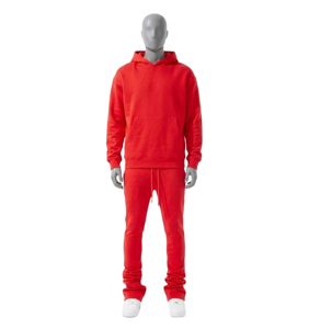 Ensembles de survêtements unisexes personnalisés OEM, pantalons de jogging empilés, imprimé 3D en mousse, ensembles de sweats à capuche et pantalons évasés zippés, survêtements - Product Image 2