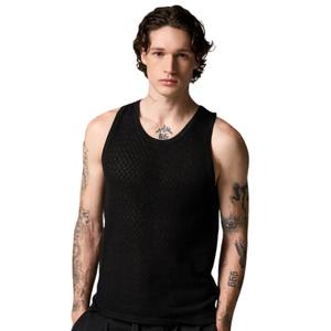 Men Sleeveless Knitted Vest Lightweight Diamond Texture <b>Tank</b> <b>Top</b> Casual Summer Pullover OEM Custom Bulk Supply - Product Image 6