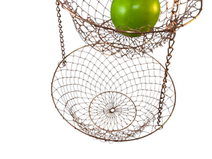 Vintage <b>Cast</b> Iron Wire Mesh Rectangle Hanging Baskets Wooden Handle Durable <b>Powder</b> Coated Finish Customizable Color Logo for - Product Image 3