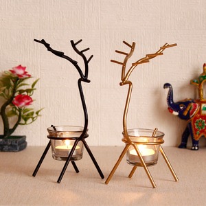 Juego de Velas con Acabado Dorado, Portavelas de Aluminio/Hierro, sin Llama, Impermeables, de Larga Duración, sin Aroma, Decoración Navideña para el Hogar, 1 Mecha - Product Image 5