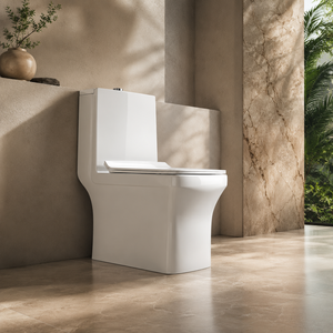 WC monobloc à cuvette allongée, à double chasse, à sortie verticale (S-trap/P-trap), en céramique, design contemporain, 300 mm, pour salle de bain - Product Image 3
