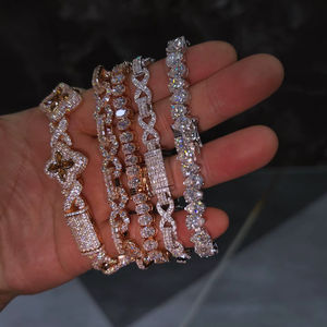 Conjunto de Pulseras de Tenis de Lujo con Incrustaciones de Diamantes y Moissanita, Joyería Hip Hop, Cadena de Eslabones Brillante, Certificado IGI, Unisex, Oro, Plata, Oro Rosa - Product Image 1