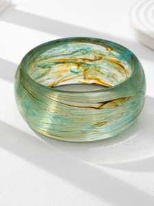 Brazalete de Resina Azul Grueso, Brazalete Minimalista para Mujer, Nueva Colección, Joyería Estilo Ángel para Fiestas y Bodas - Product Image 5