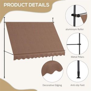 Tenda da Sole Estensibile in Lega di Alluminio per Finestre e Porte, Operazione Manuale, Copertura per Balcone e Patio con Protezione dalla Pioggia in PC Rivestito - Product Image 3