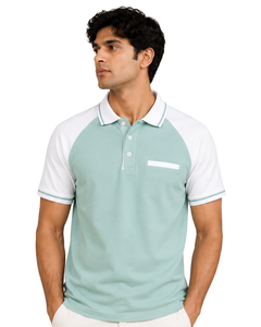 ผลิตเสื้อโปโลผู้ชายสีเขียวมิ้นท์ขาวแบบกำหนดเอง เสื้อผ้าลำลองสำหรับเล่นกีฬา เสื้อกอล์ฟระบายอากาศได้ดี เสื้อผ้ากีฬาฤดูร้อนคุณภาพพรีเมียม แฟชั่นทันสมัย - Product Image 1